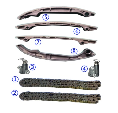 พลาสติก PA66 / PA46 ชุดโซ่เวลาสําหรับ INFINITI QX56 VK56DE V8 5.6L 5552cc 04-06