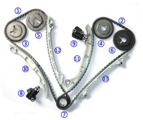 พลาสติก PA66 / PA46 ชุดโซ่เวลาสําหรับ INFINITI QX56 VK56DE V8 5.6L 5552cc 04-06