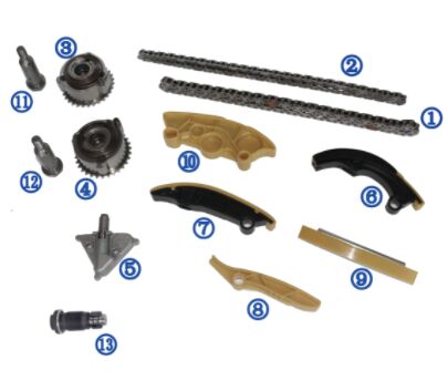 พลาสติก PA66 / PA46 ชุดโซ่เวลาสําหรับ Ranger Rover Evoque Petrol PT204 2.0T 17-18