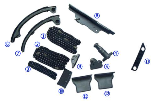 พลาสติก PA66 / PA46 ชุดโซ่เวลา สําหรับ INFINITI 4494CC V8 90-96 Q45 32V DOHC